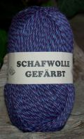 Schafswolle blau - bunt - 3fädrig, 100g