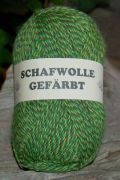 Schafswolle grün - bunt - 3 fädrig, 100g